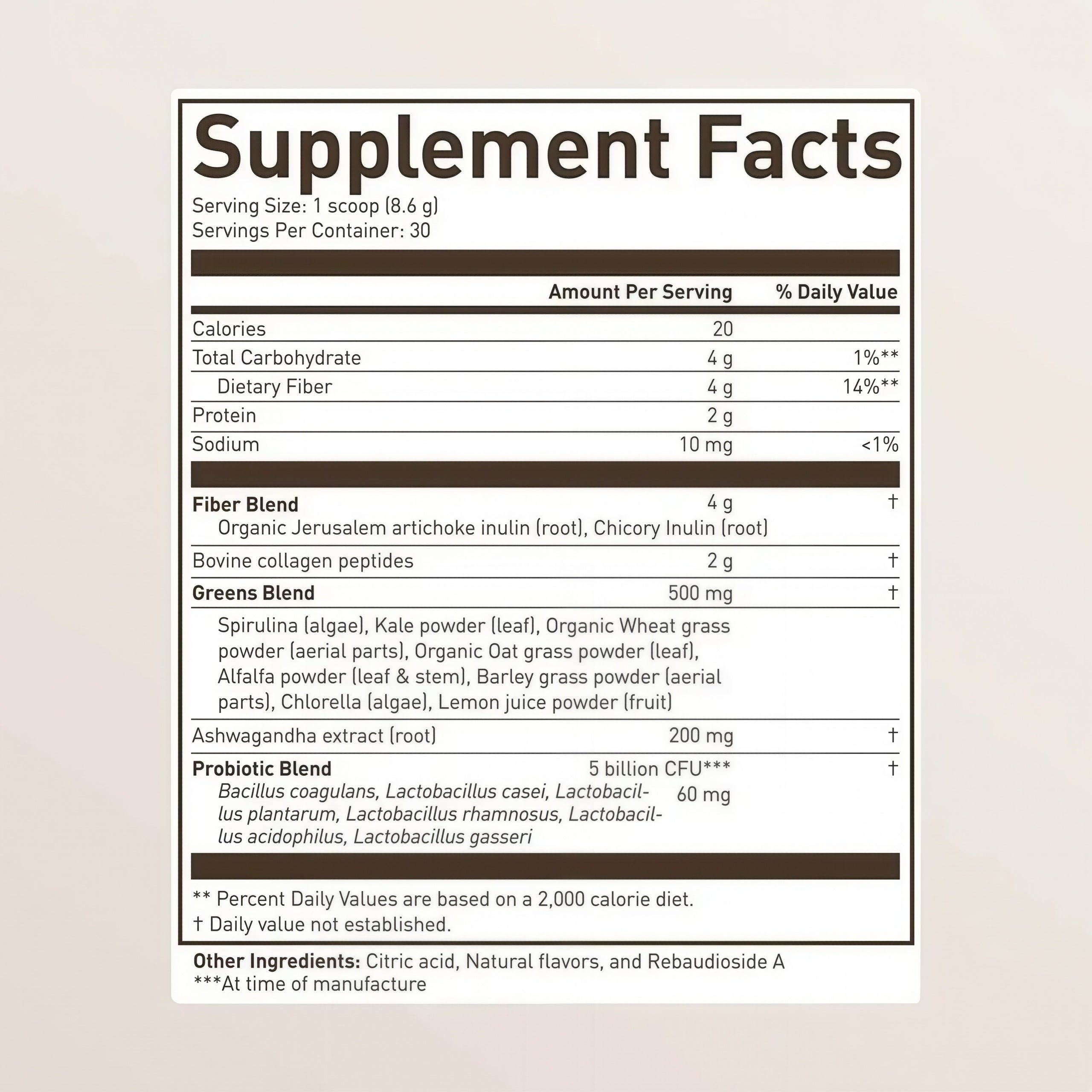 Roundhouse Morning Kick Provisions Zero Sugar Greens Superfood Powder